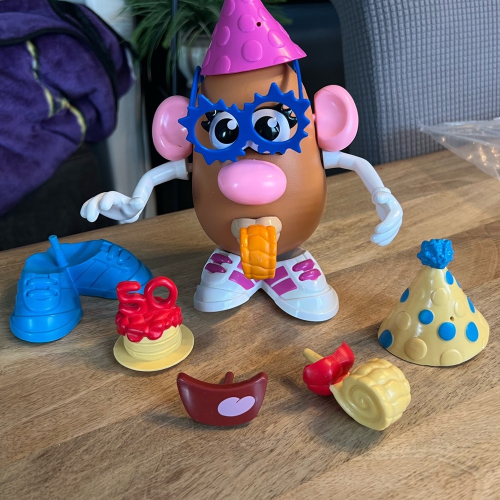 Hasbro Brown Mr. Potato Head with Pink Hat and Blue Glasses Birthday